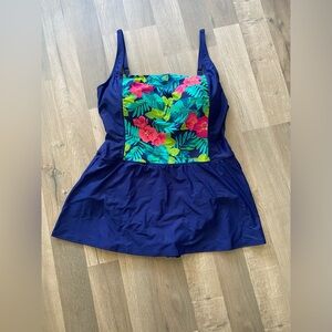 Gabar Swimsuit Size 20W One Piece Skirt Swim Dress Hydrofinity Square Neck New